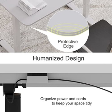JUMMICO Höhenverstellbarer Schreibtisch 120x60 cm, Schreibtisch Höhenverstellbar Elektrisch Ergonomischer Steh-Sitz Tisch Computertisch Höhenverstellbar Stehschreibtisch Adjustable Desk(Weiß) - 6