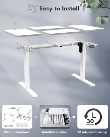 JUMMICO Höhenverstellbarer Schreibtisch 120x60 cm, Schreibtisch Höhenverstellbar Elektrisch Ergonomischer Steh-Sitz Tisch Computertisch Höhenverstellbar Stehschreibtisch Adjustable Desk(Weiß) - 7