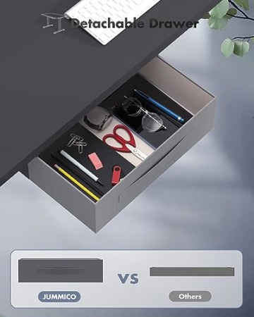 JUMMICO Höhenverstellbarer Schreibtisch 140x70 cm mit Schubladen, Schreibtisch Höhenverstellbar Elektrisch mit USB-Buchse und Kabelwanne,Steh-Sitztisch Stehpult mit Rollen (Schwarz) - 5