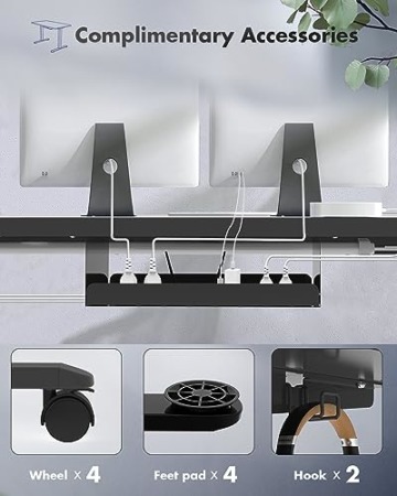 JUMMICO Höhenverstellbarer Schreibtisch 140x70 cm mit Schubladen, Schreibtisch Höhenverstellbar Elektrisch mit USB-Buchse und Kabelwanne,Steh-Sitztisch Stehpult mit Rollen (Schwarz) - 6