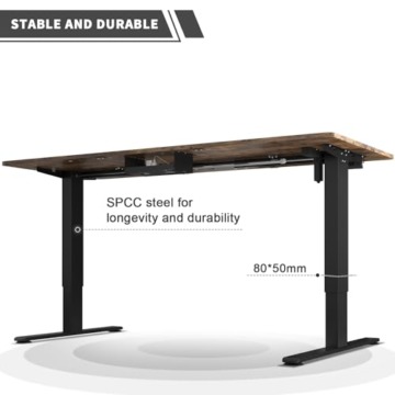 JUMMICO Höhenverstellbarer Schreibtisch 160 x 80 cm mit Kabelwanne, Schreibtisch Höhenverstellbar Elektrisch Stehpult mit USB-Buchse, Ergonomischer Steh-Sitz Tisch mit 360°Rollen,Vintage-Braun - 4