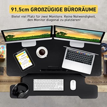 KIDINIX Stehpult Höhenverstellbarer Schreibtisch mit Tastaturablage 92 x 41CM,Steh-Sitz Schreibtisch Höhenverstellbar für PC-Computerbildschirm, Laptop und Büro Zuhause Belastbar bis 15 kg - 4