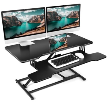 KIDINIX Stehpult Höhenverstellbarer Schreibtisch mit Tastaturablage 92 x 41CM,Steh-Sitz Schreibtisch Höhenverstellbar für PC-Computerbildschirm, Laptop und Büro Zuhause Belastbar bis 15 kg - 1