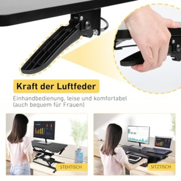 KIDINIX Stehpult Höhenverstellbarer Schreibtisch mit Tastaturablage 92 x 41CM,Steh-Sitz Schreibtisch Höhenverstellbar für PC-Computerbildschirm, Laptop und Büro Zuhause Belastbar bis 15 kg - 7