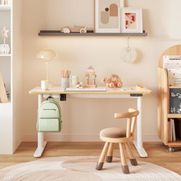 SANODESK SK1W Kinderschreibtisch mit Verstellbarer Höhe, Höhverstellbarer Schreibtisch, Ergonomischer Schreibtisch, Studienpult für Kinder jeden Alters -120 * 60CM, 80KG (Weiß) - 2