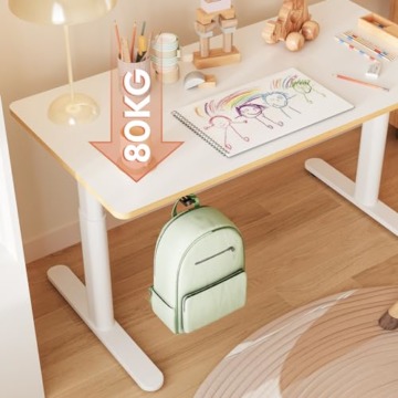 SANODESK SK1W Kinderschreibtisch mit Verstellbarer Höhe, Höhverstellbarer Schreibtisch, Ergonomischer Schreibtisch, Studienpult für Kinder jeden Alters -120 * 60CM, 80KG (Weiß) - 3