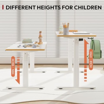 SANODESK SK1W Kinderschreibtisch mit Verstellbarer Höhe, Höhverstellbarer Schreibtisch, Ergonomischer Schreibtisch, Studienpult für Kinder jeden Alters -120 * 60CM, 80KG (Weiß) - 6
