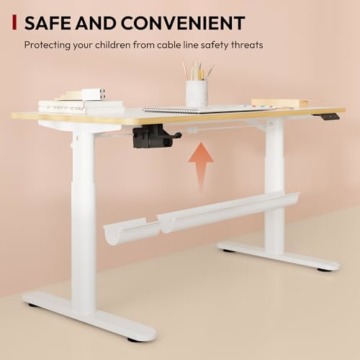 SANODESK SK1W Kinderschreibtisch mit Verstellbarer Höhe, Höhverstellbarer Schreibtisch, Ergonomischer Schreibtisch, Studienpult für Kinder jeden Alters -120 * 60CM, 80KG (Weiß) - 9