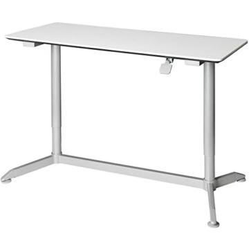 Seville Classics Airlift 137 cm pneumatisch höhenverstellbarer mobiler Steh-Sitz-Tisch (74,4 bis 110,4 cm H), weiß - 2