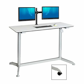Seville Classics Airlift 137 cm pneumatisch höhenverstellbarer mobiler Steh-Sitz-Tisch (74,4 bis 110,4 cm H), weiß - 1