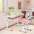 DREAMADE Kinderschreibtisch höhenverstellbar, Schülerschreibtisch neigungsverstellbar, Schreibtisch Kinder, Jugendschreibtisch mit Bücherständer und Schublade (Rosa) - 2