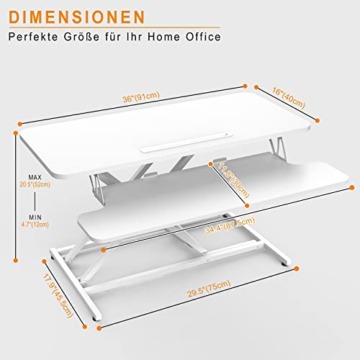 ERGOMAKER Stehpult Höhenverstellbarer Schreibtisch, 91 x 40cm Schnell Sitz Steh Computertisch für Zwei Monitore - 3