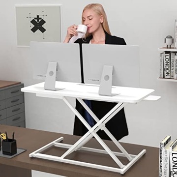 ERGOMAKER Stehpult Höhenverstellbarer Schreibtisch, 91 x 40cm Schnell Sitz Steh Computertisch für Zwei Monitore - 4