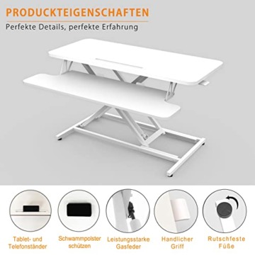 ERGOMAKER Stehpult Höhenverstellbarer Schreibtisch, 91 x 40cm Schnell Sitz Steh Computertisch für Zwei Monitore - 6