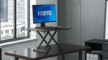 FITUEYES Stehpult, Sitz Steh Schreibtisch, Höhenverstellbarer Schreibtischaufsatz, Sitz Steh Schreibtischaufsatz mit Gasfeder, Aufsatz Schreibtisch Für Büro Zuhause, 78x52 cm, Braun - 5