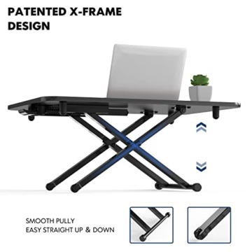 FITUEYES Stehpult, Sitz Steh Schreibtisch, Höhenverstellbarer Schreibtischaufsatz, Sitz Steh Schreibtischaufsatz mit Gasfeder, Aufsatz Schreibtisch Für Büro Zuhause, 78x52 cm, Braun - 6