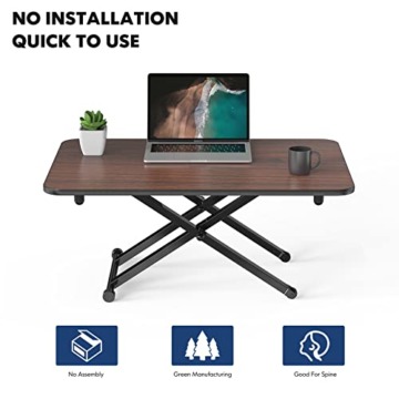 FITUEYES Stehpult, Sitz Steh Schreibtisch, Höhenverstellbarer Schreibtischaufsatz, Sitz Steh Schreibtischaufsatz mit Gasfeder, Aufsatz Schreibtisch Für Büro Zuhause, 78x52 cm, Braun - 7