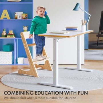 FLEXISPOT Kinderschreibtisch, Elektrischer Höhenverstellbarer Schreibtisch 120 x 60 cm, für Kinder jeden Alters, Ergonomischer Tischplatte, 80 kg Belastbarkeit, einfache Montage (weiß) - 3