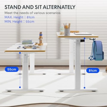 FLEXISPOT Kinderschreibtisch, Elektrischer Höhenverstellbarer Schreibtisch 120 x 60 cm, für Kinder jeden Alters, Ergonomischer Tischplatte, 80 kg Belastbarkeit, einfache Montage (weiß) - 4