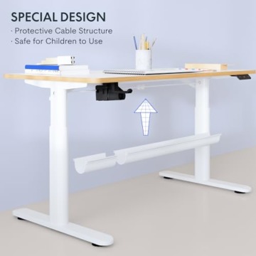 FLEXISPOT Kinderschreibtisch, Elektrischer Höhenverstellbarer Schreibtisch 120 x 60 cm, für Kinder jeden Alters, Ergonomischer Tischplatte, 80 kg Belastbarkeit, einfache Montage (weiß) - 5