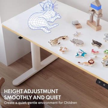 FLEXISPOT Kinderschreibtisch, Elektrischer Höhenverstellbarer Schreibtisch 120 x 60 cm, für Kinder jeden Alters, Ergonomischer Tischplatte, 80 kg Belastbarkeit, einfache Montage (weiß) - 7